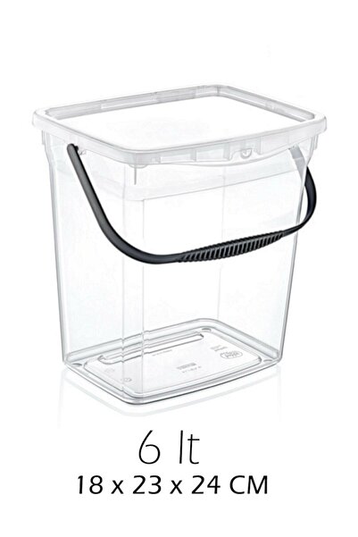 EveFix 6 Lt Deterjan Kutusu - Makine Desenli - Kapaklı Ve Tutma Saplı - Şeffaf