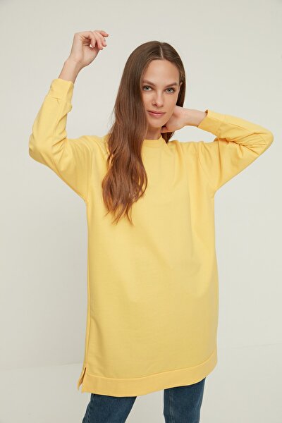 Trendyol Modest Sweatshirt - Gelb - Relaxed