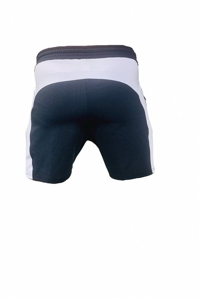Fs Men's Black and White Split Drop Printed Unlined Sports Running Walking Fitness Shorts with Pockets