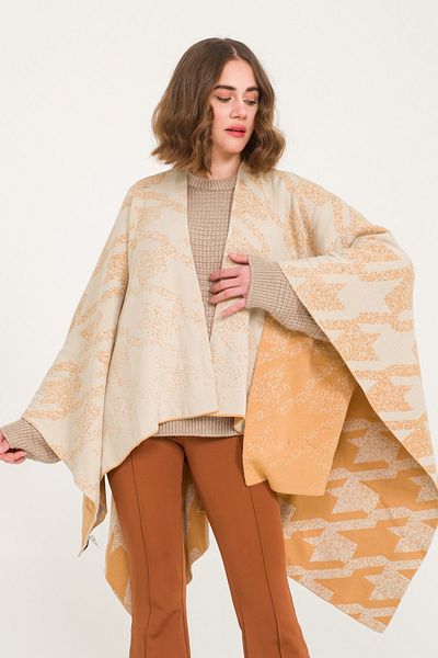 Miespiga Goose Feet Pattern Double Sided Knitwear Shawl Poncho