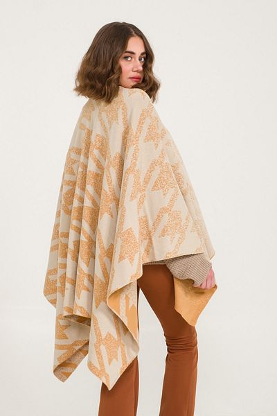 Miespiga Goose Feet Pattern Double Sided Knitwear Shawl Poncho