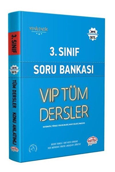 Editör Yayınevi 3.sınıf Vıp Tüm Dersler S B Mavi Kitap 2022 / Editör
