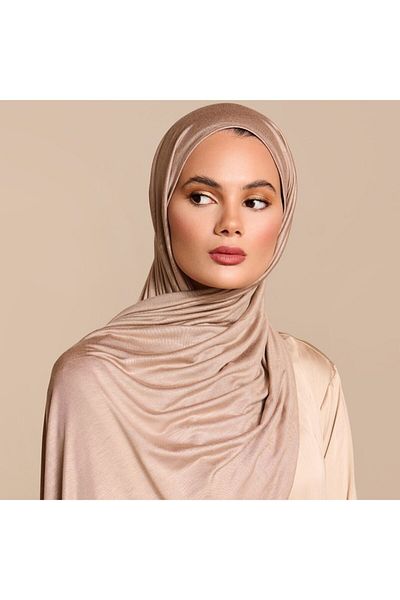 Organic Hijab Combed Cotton Shawl Model-beige