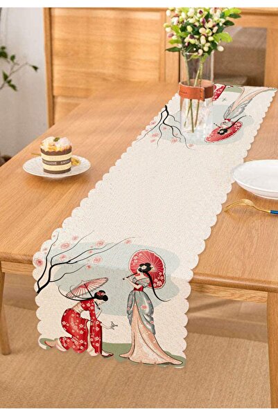 Realhomes Alergăr modern pentru fete japoneze cu umbrelă cu detalii de ramuri