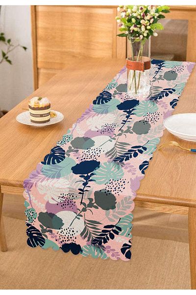 Realhomes Alergăr decorativ imprimat digital cu motiv cu frunze tropicale