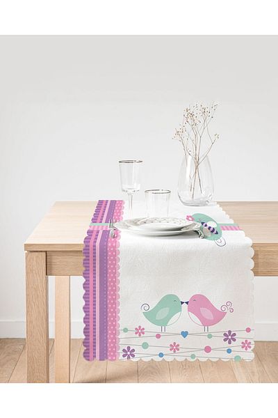 Realhomes Ψηφιακό τυπωμένο δρομέας Pink Blue Birds