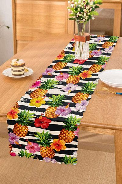 Realhomes Alergăr cu design special cu ananas colorat, cu fundal negru