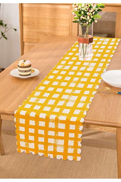 Realhomes Alergăr decorativ cu motiv pătrat geometric pe fundal galben