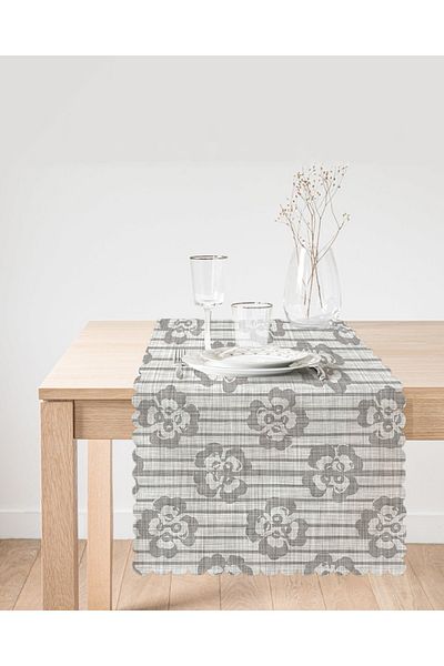 Realhomes Alergăr imprimat digital cu motiv de flori cu tematic podea denim