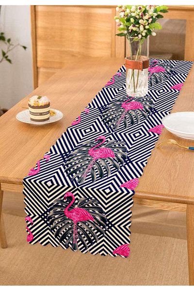 Realhomes Alergăr decorativ cu model flamingo imprimat digital