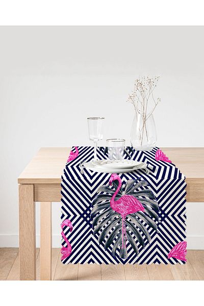 Realhomes Alergăr decorativ cu model flamingo imprimat digital