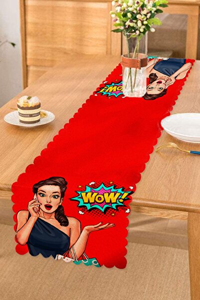 Realhomes Alergăr modern cu model special, cu fundal roșu, Popart Wow