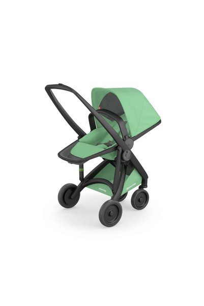 GREENTON Reversible Çift Yönlü Bebek Arabası - Siyah Şasi ve Mint Tekstil