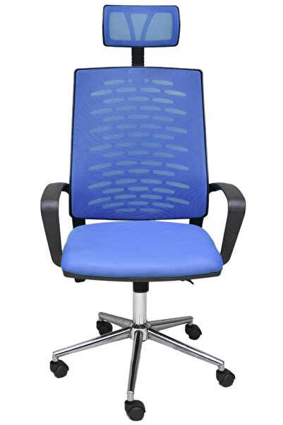obc ofis büro concept Nadya Mavi Fileli Krom Yönetici Ofis Büro Bilgisayar Ça...