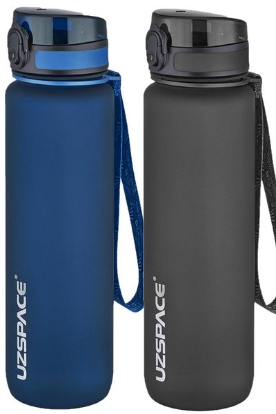 Uzspace 1000ml Tritan Water Bottle - Set of 2 1 Liter