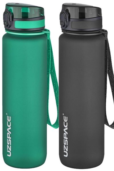 Uzspace 1000ml Tritan Water Bottle - Set of 2 1 Liter