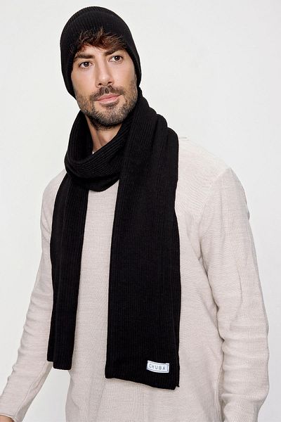 CHUBA Men's Thessaloniki Knitted Knitwear Scarf Beanie Set Black 22w850