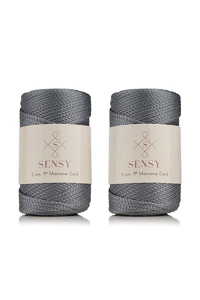 SENSY Premium Polyester Macrame Rope 5 Mm Pp Cord Set of 2 Gray, Jumbo Rope, Macrame, Charger, Bag Rope