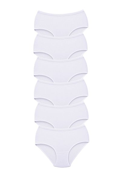 Royaleks 6 Pieces Tutku Women's High Waist Bato Thick Rubber Panties White (With Earphones as a Gift)
