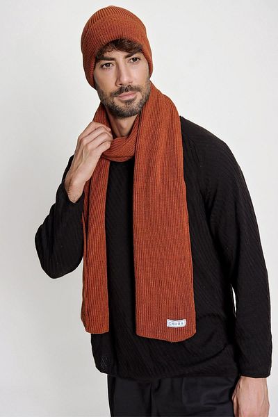 CHUBA Men's Thessaloniki Knitted Knitwear Scarf Beanie Set Cinnamon 22w850