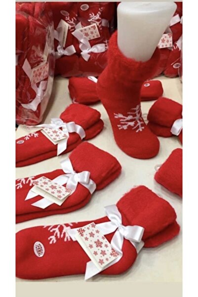 Ervanur Women's 3 Red Plush Socks