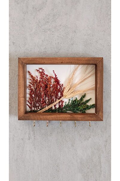 fatrema Kuru Çiçekli Dekoratif Ahşap Anahtarlık Tablo