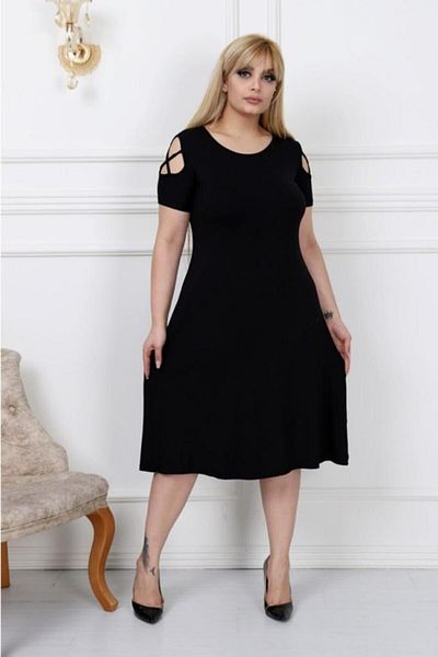 ViolettaXL Plus Size Lycra Viscose Dress - Cross Piping Sleeves