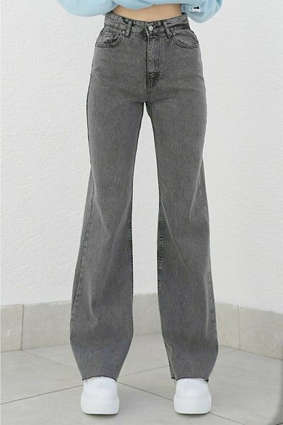 Trn JNS Pantaloni Palazzo, blugi largi, cu talie super înaltă, afumat Power Lycra