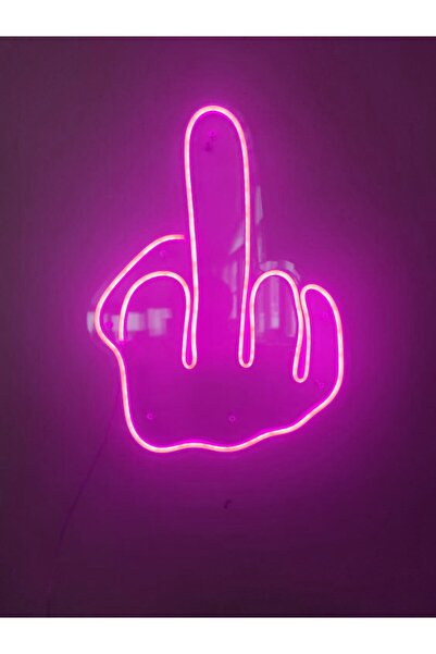 dekoraven Middle Finger Neon Led Duvar Yazısı Dekoratif Işıklı Gece Lambası D...
