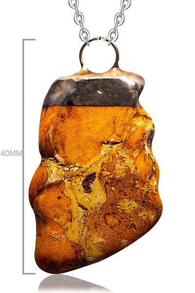 Tesbih Atölyesi Certified Raw Mass Natural Orange Varicite Stone Necklace