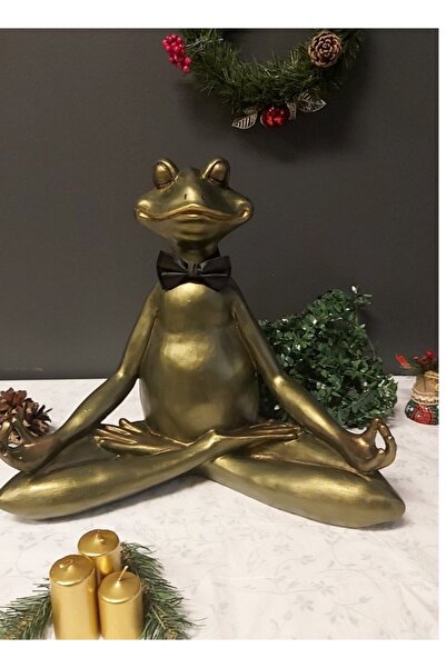 Dekorens Dekoratif Yoga Yapan Kurbağa Heykeli