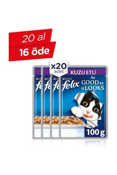 FELIX Kuzu Etli Kedi Pouch Konserve X 20 Adet