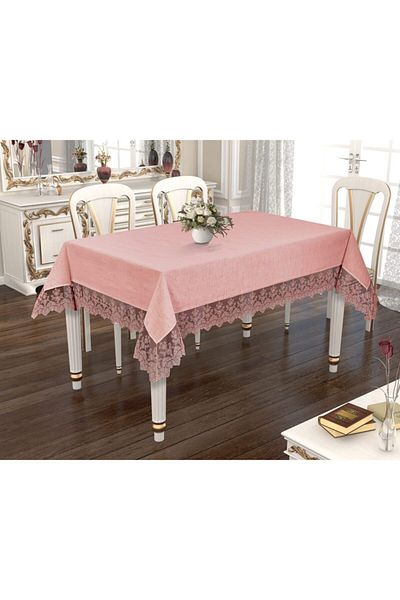 Çeyiz Bahçesi French Lace Linen Mira Table Cloth Powder