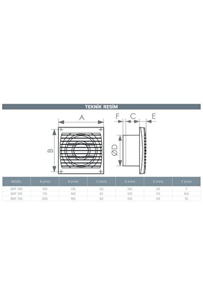 Kayı Banyo Wc Fanı 100 lük-100m3/h