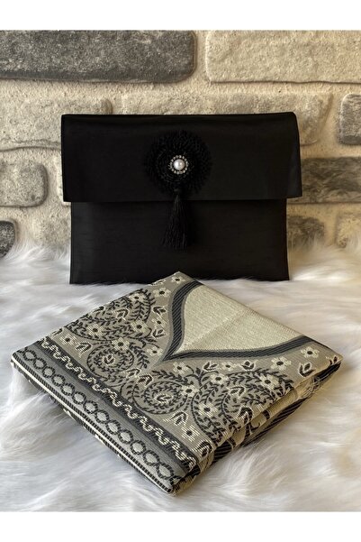 ikrahac Needle Embroidered Ottoman Silk Dowry Prayer Rug with Pouch