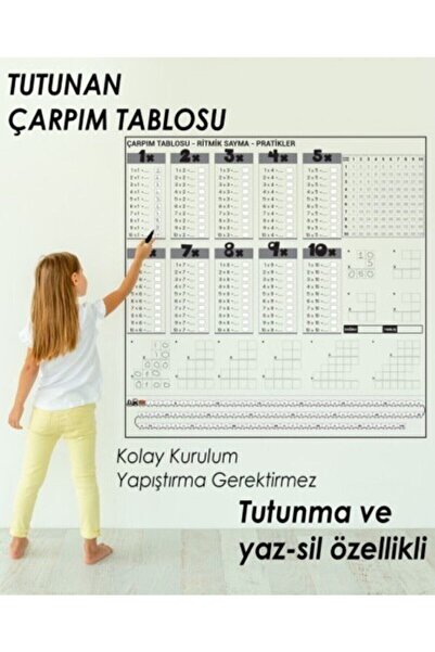 Cengo Pratik Çarpım Tablosu Kağıt Tahta 100x100 cm 2 Adet Doldurulabilir Beya...