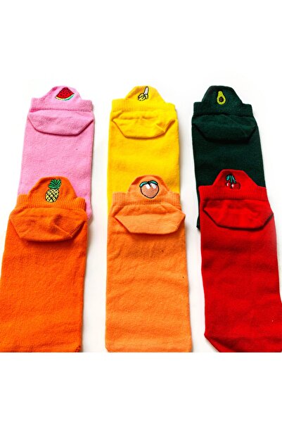 Socks Stations Kadın Renkli Meyveli 6 Lı Bilek Çorap Kutusu