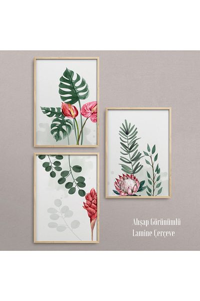 HOMEPACK Комплект за рисуване от 3 части с рамка от естествено дърво Hpn061