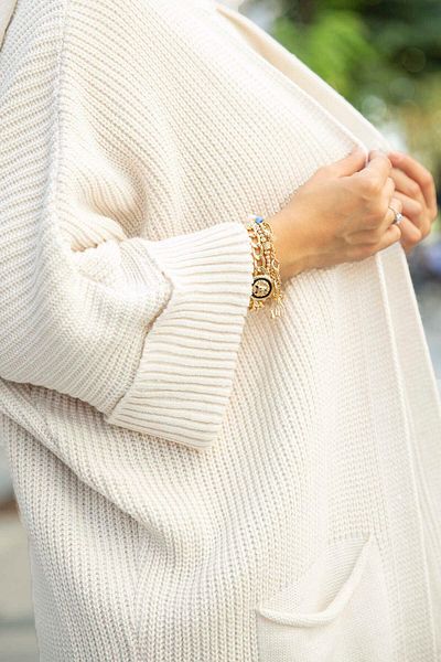 Tesettürce moda Γυναικεία Πλεκτά Ζακέτα σε Off White