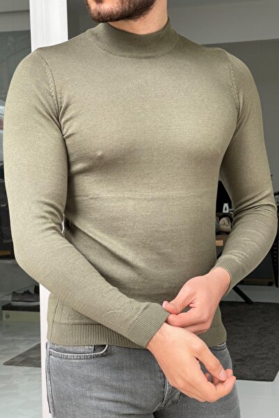 NAZEF Slim Fit Half Fisherman Khaki Knitwear Sweater