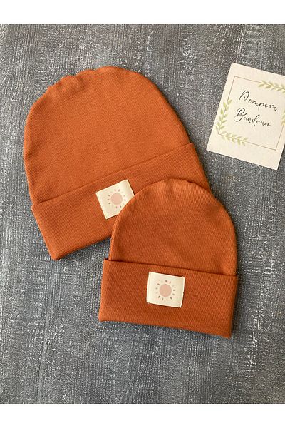 pempem bandana Mother Baby Tan Kaskorse Beanie Set
