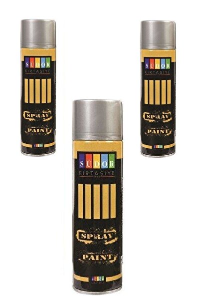 GENC DIJITAL BASKI Gri Sprey Boya 200 ml Gümüş Yaldız 3 Adet