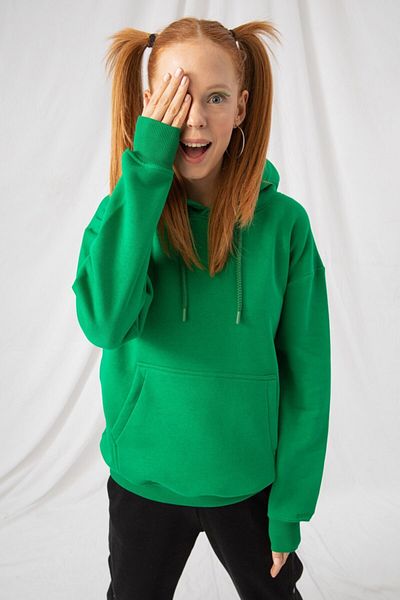 gothamvibes Hanorac cu glugă oversize verde smarald pentru femei