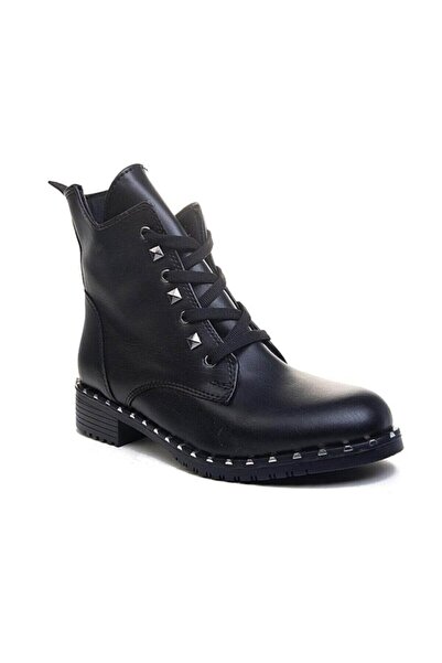 Servet Μαύρα με φερμουάρ και κορδόνια casual γυναικεία χειμερινά μποτάκια μισά παπούτσια