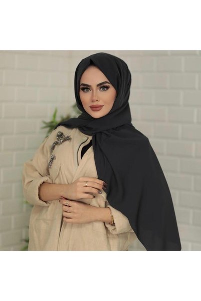 ALLURİNG THE BETTER ONE Black Plain Medina Silk Shawls