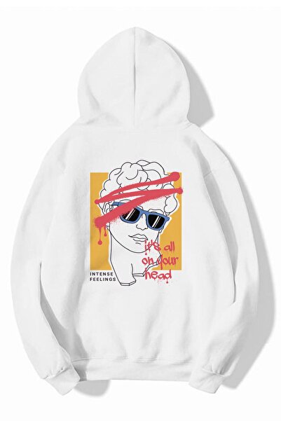 FUWEAR Hanorac oversize unisex Its All Of Yours Head, alb, din bumbac