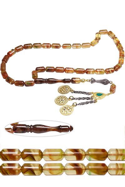 Tesbih Atölyesi Certified Capsule Cut Squeezed Amber Prayer Beads