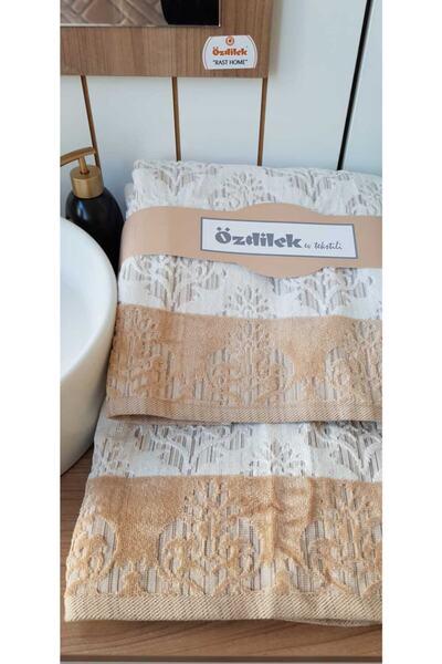 Özdilek طقم حمام جيسيل مخملي (قهوة - قطعتين)