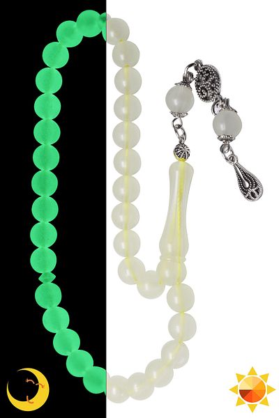 Tesbih Atölyesi 8x8mm Sphere Cut Cat's Eye Prayer Beads with Tarnish Resistant Tassels