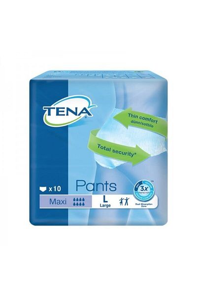 TENA Proskin Pants Maxi Absorbent Panties, Large Size (l), 8 Drops, 4 Packs of 10 40 Pieces